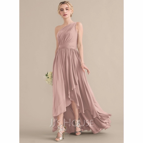 A-Line One-Shoulder Asymmetrical Bridesmaid Dress - Picture 1 of 11